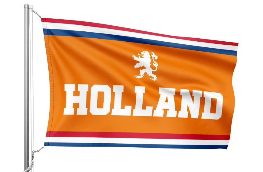 Vlag Holland met Nederlandse oranje kleuren
