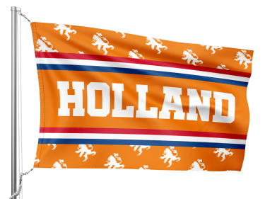 Vlag Holland met oranje motief van Nederlandse leeuw