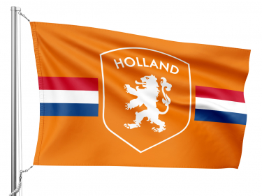 Oranje vlag met Nederlands schild